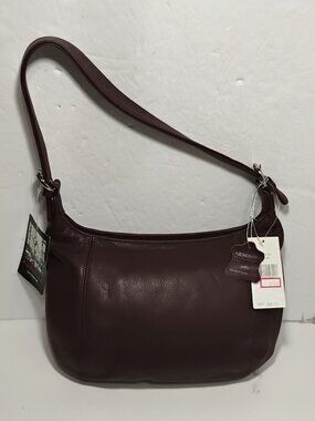 NWT Aurielle Brown (Plum) Pebbled Leather Shoulder Bag Purse 13x8 NEW Vintage